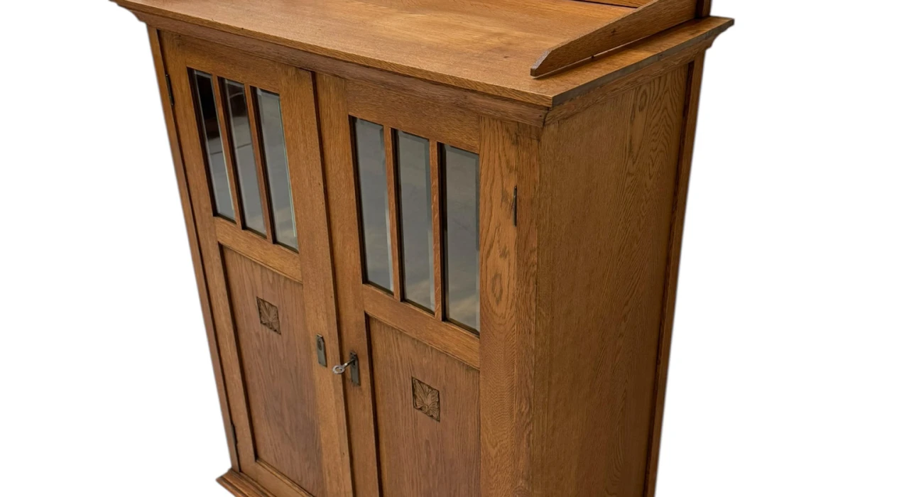 Arts & Crafts Art Nouveau Bookcase with Beveled Glass, 1900s